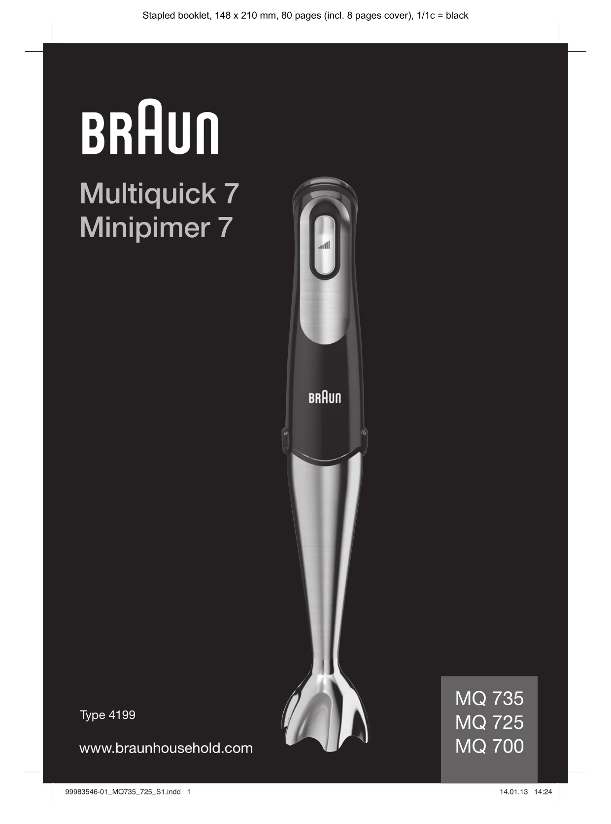 Первая страница инструкции Braun MQ725OMELETTE