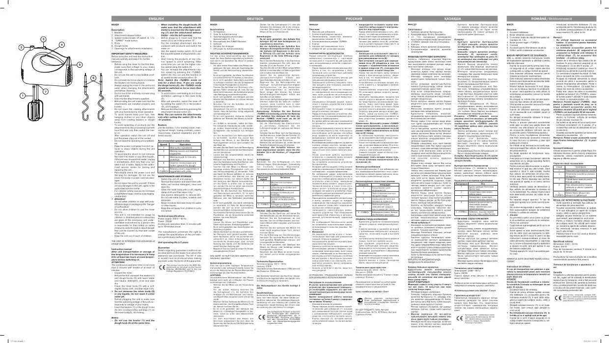 Первая страница инструкции Vitek VT-1403