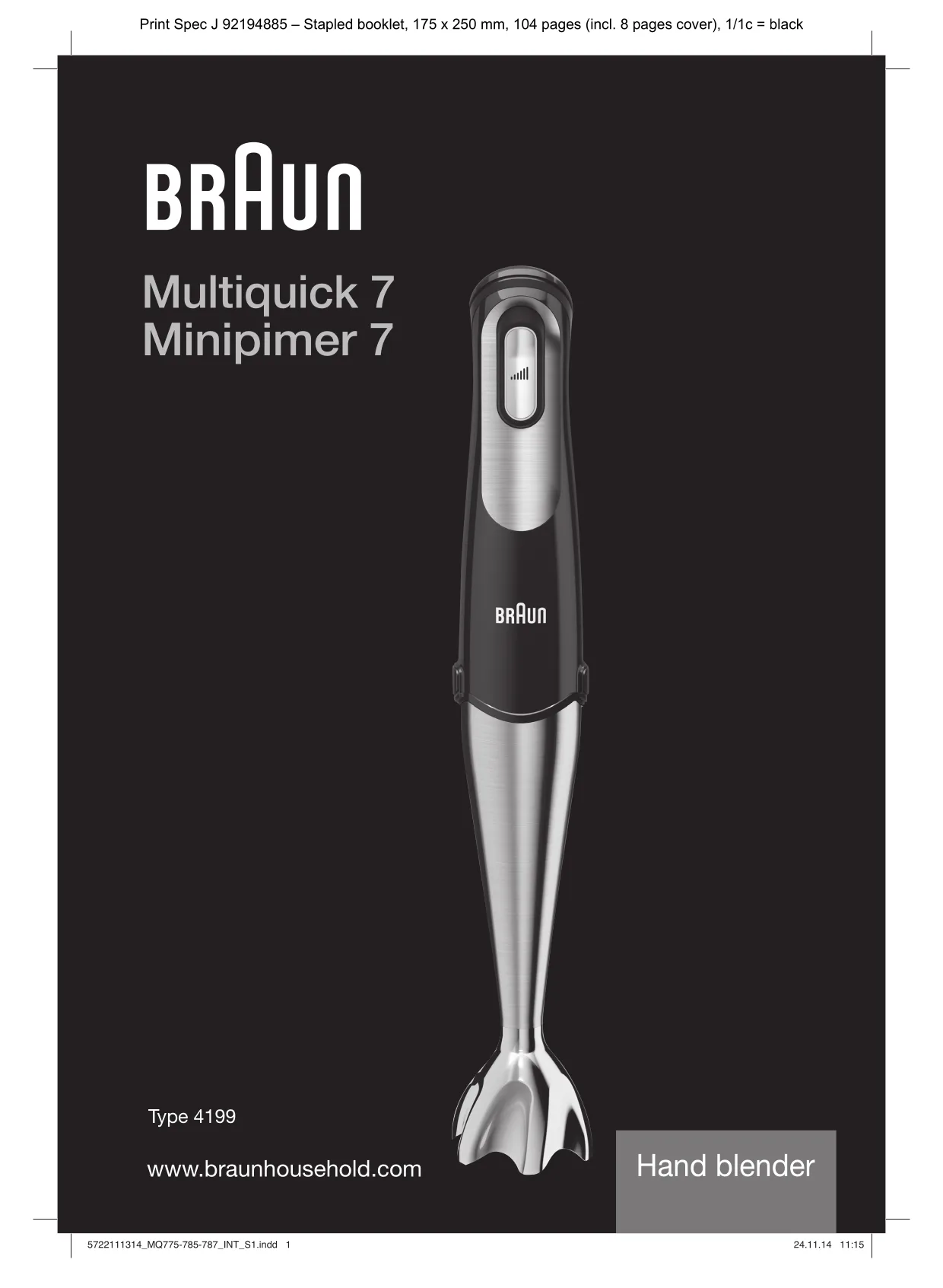 Первая страница инструкции Braun MQ787Gourmet