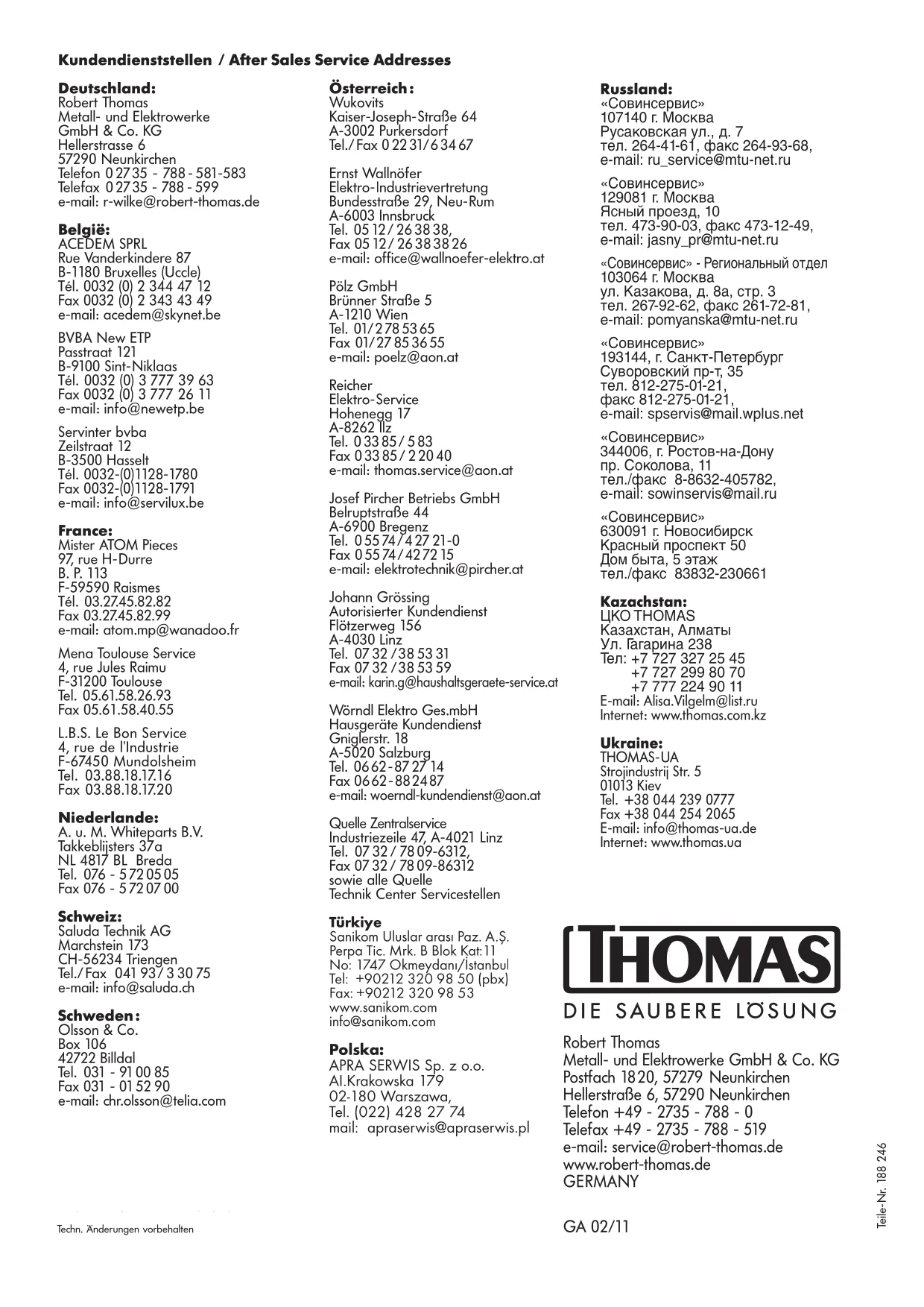 Первая страница инструкции Thomas HygienePlusT2