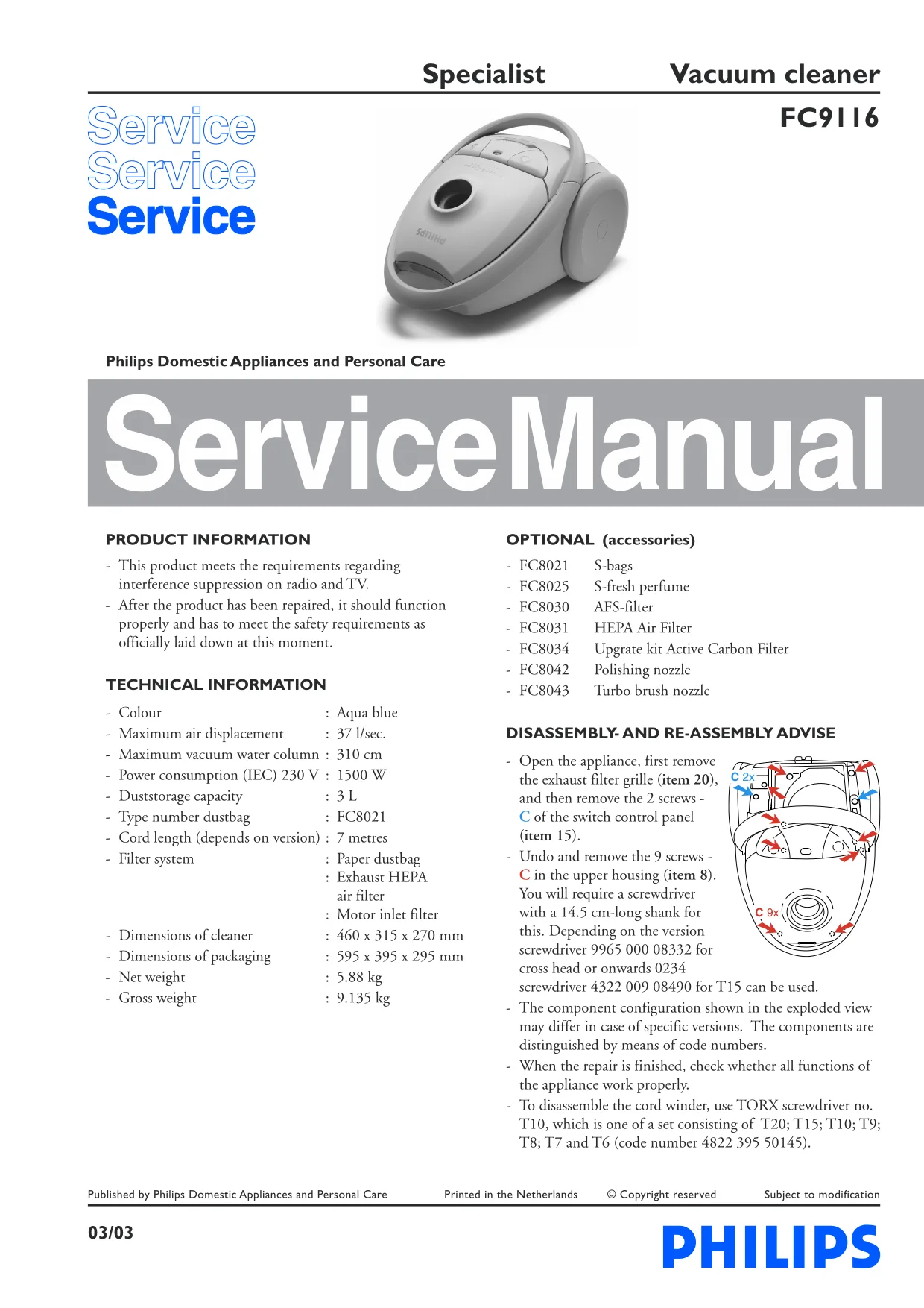 Первая страница инструкции Philips FC9116Specialist