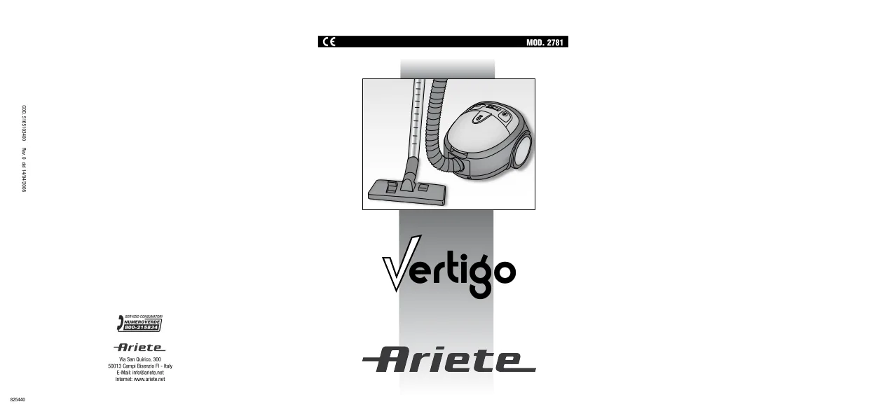 Первая страница инструкции Ariete 2781Vertigo