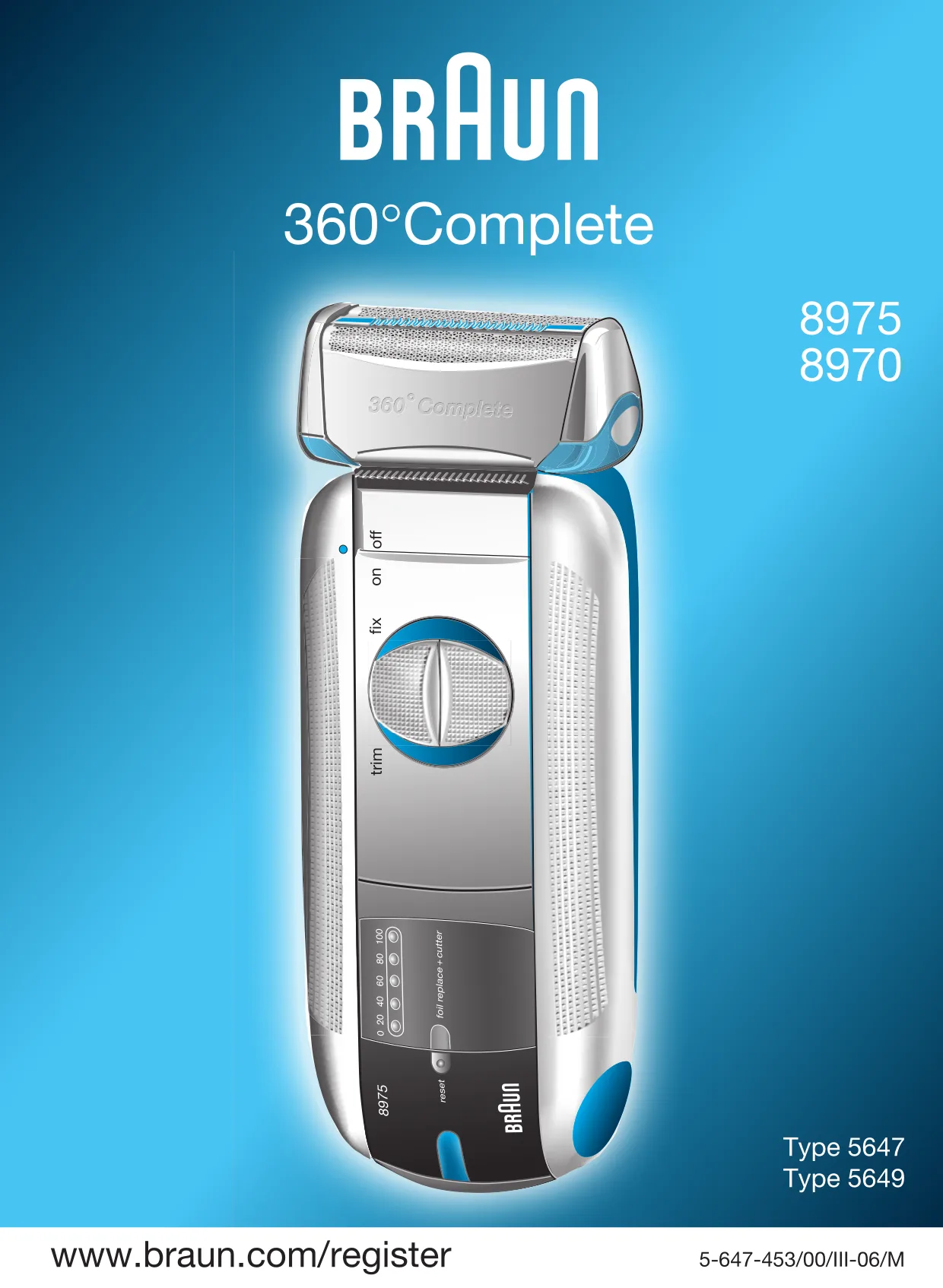 Первая страница инструкции Braun 8970