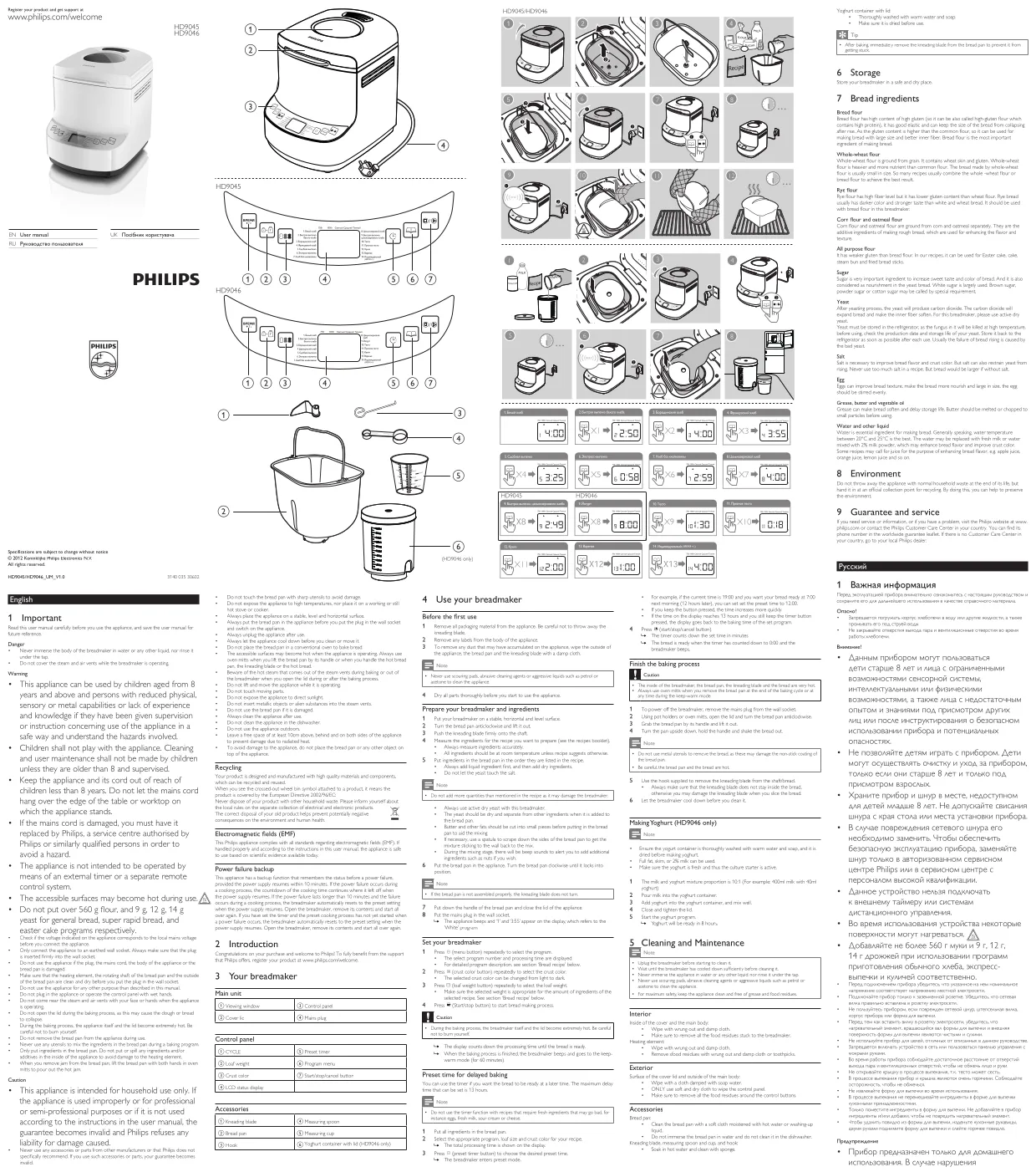 Первая страница инструкции Philips HD9046