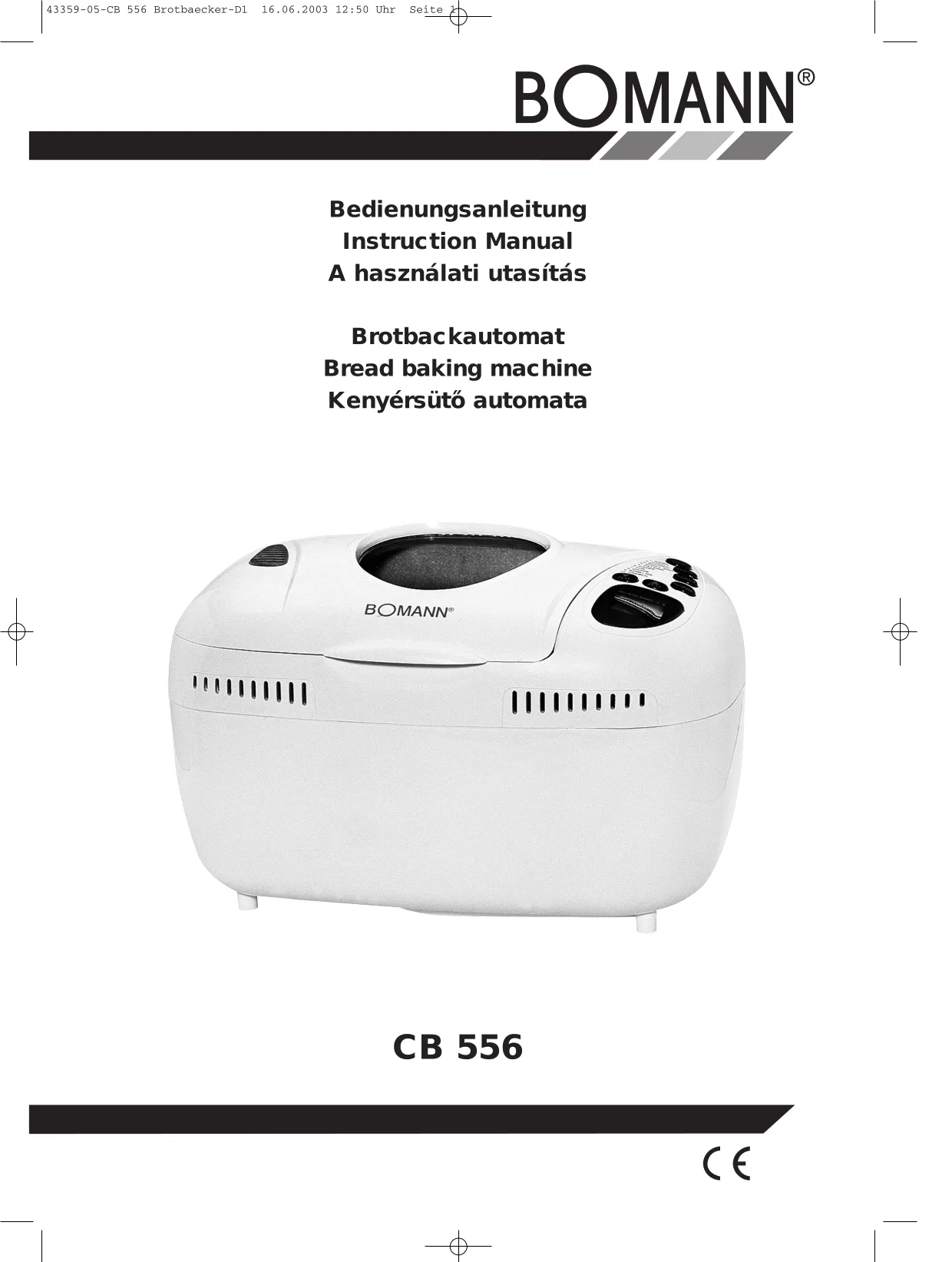 Первая страница инструкции Bomann CB556