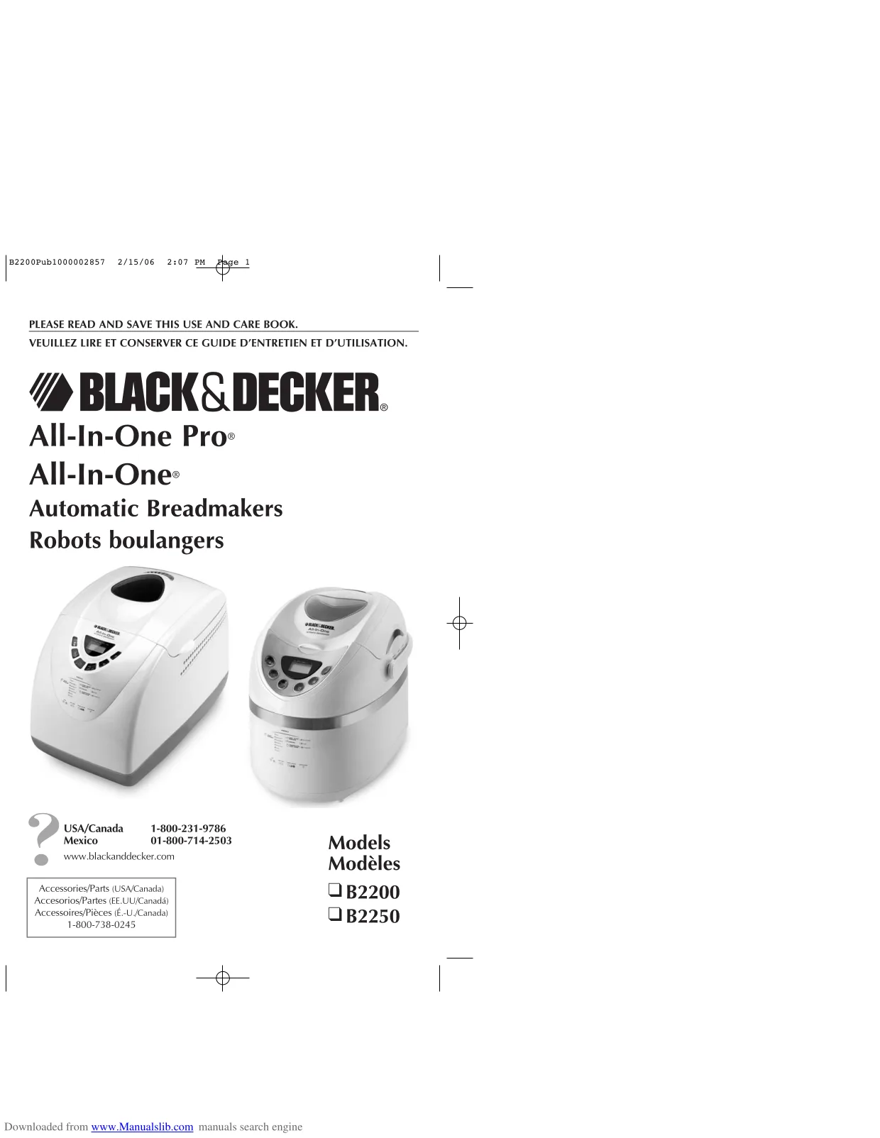 Первая страница инструкции Black and Decker B2200