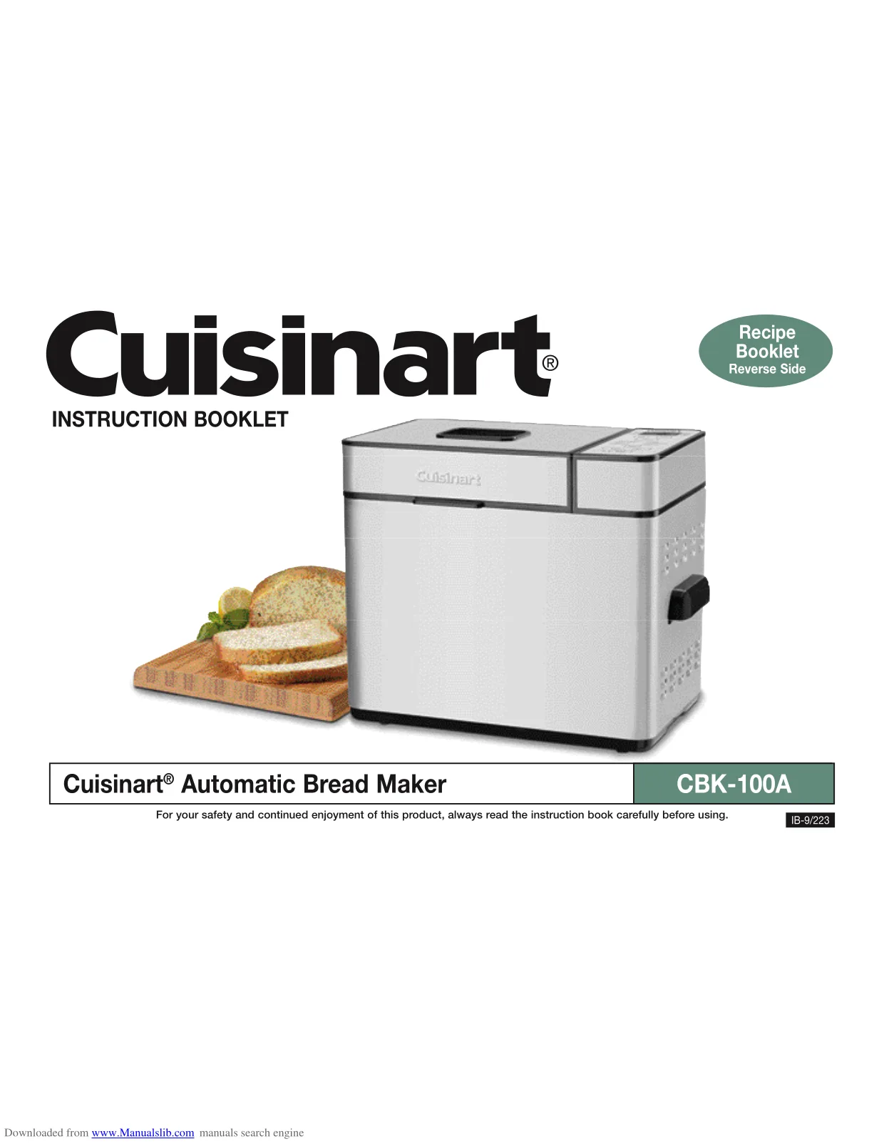 Первая страница инструкции Cuisinart CBK-100