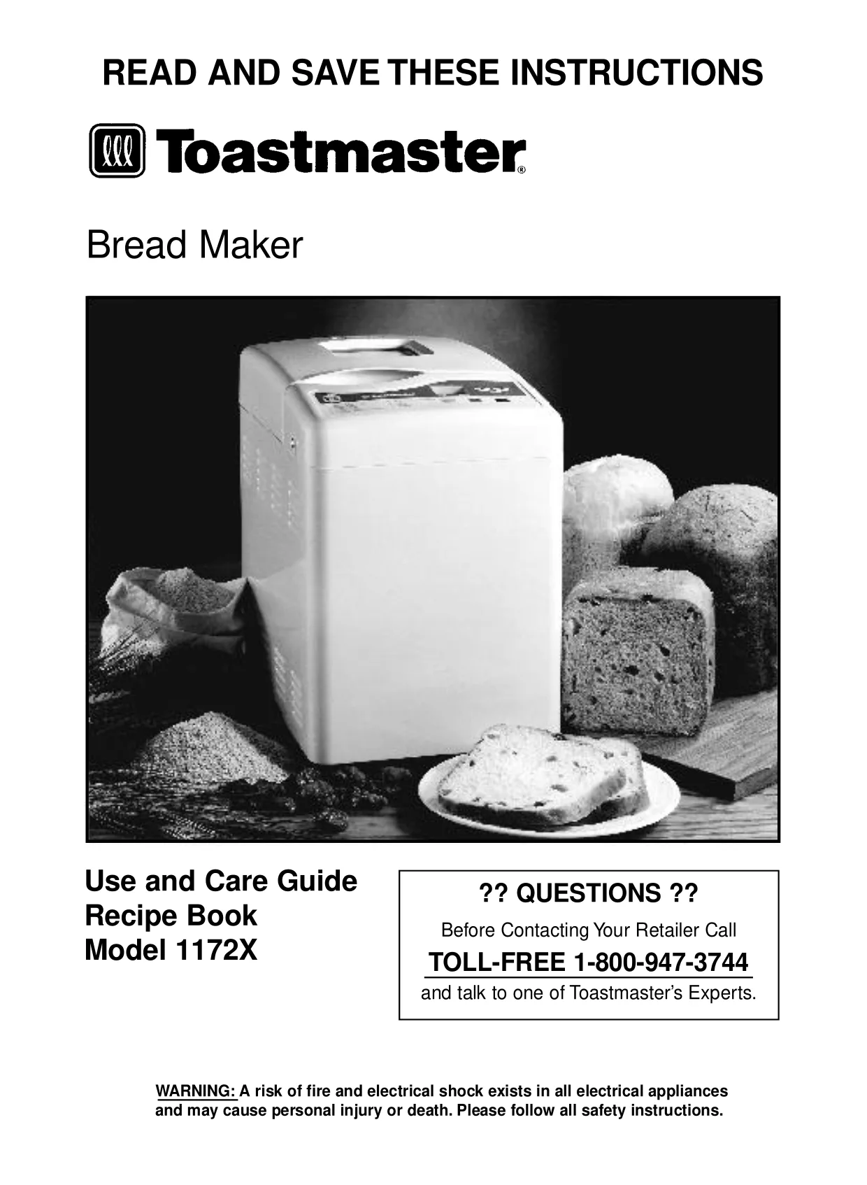 Первая страница инструкции Toastmaster 1172X
