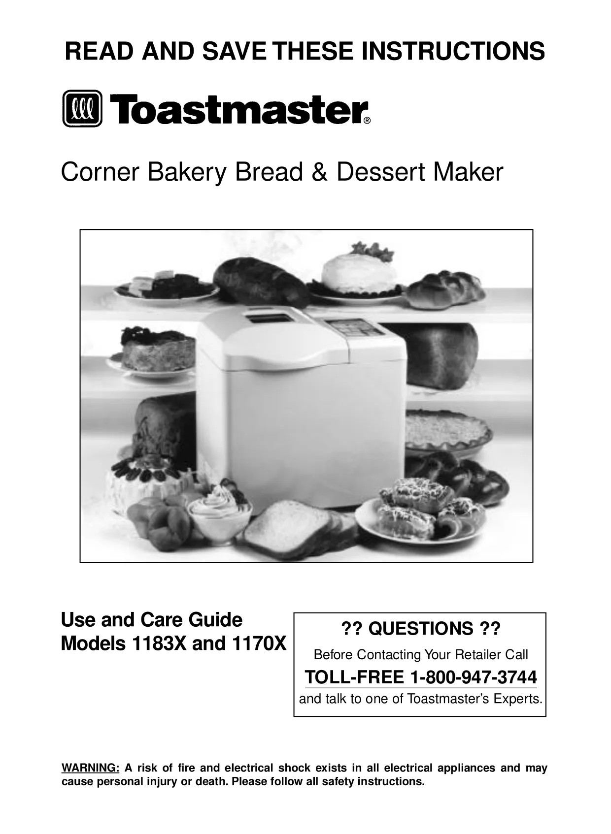 Первая страница инструкции Toastmaster 1183X