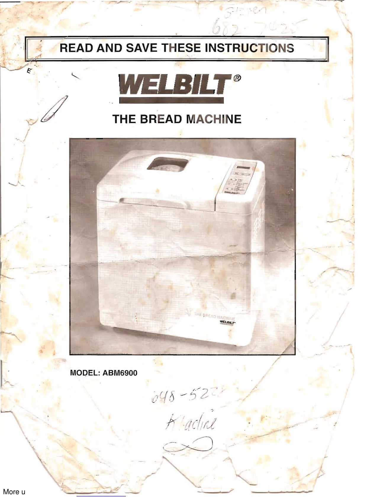 Первая страница инструкции Welbilt ABM6900