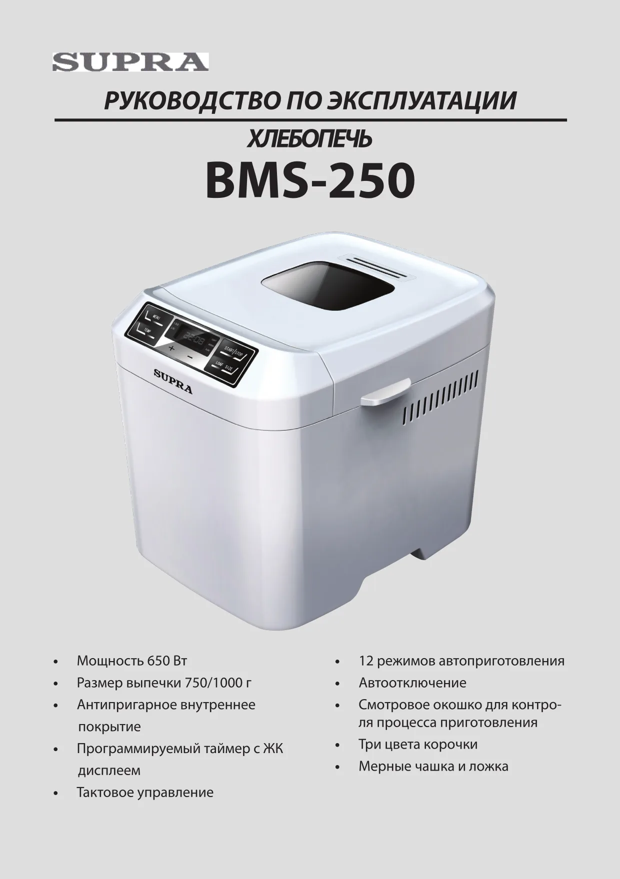 Первая страница инструкции Supra BMS-250