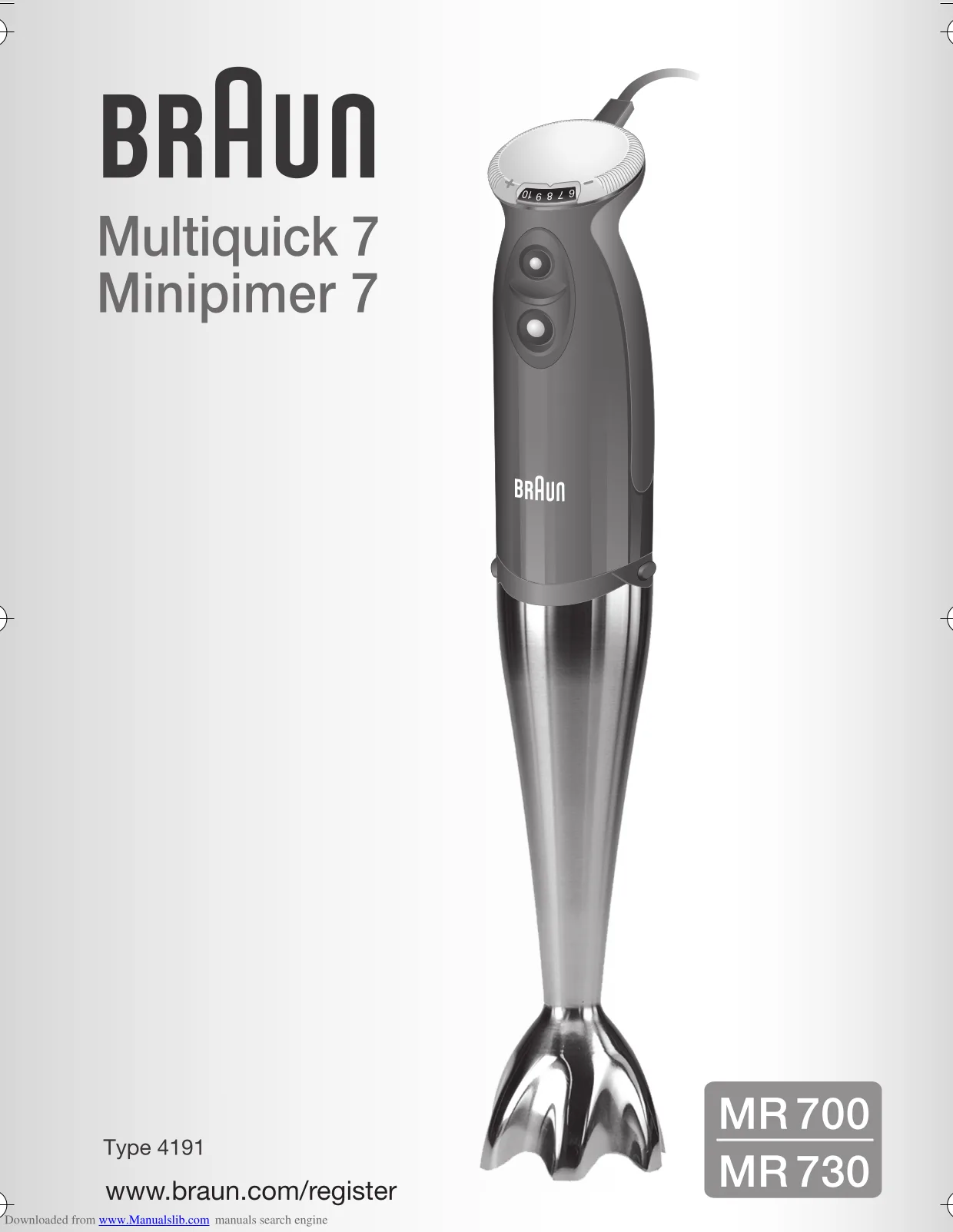 Первая страница инструкции Braun MR700