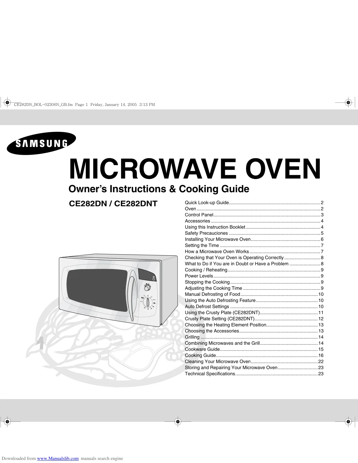 Первая страница инструкции Samsung CE282DNR