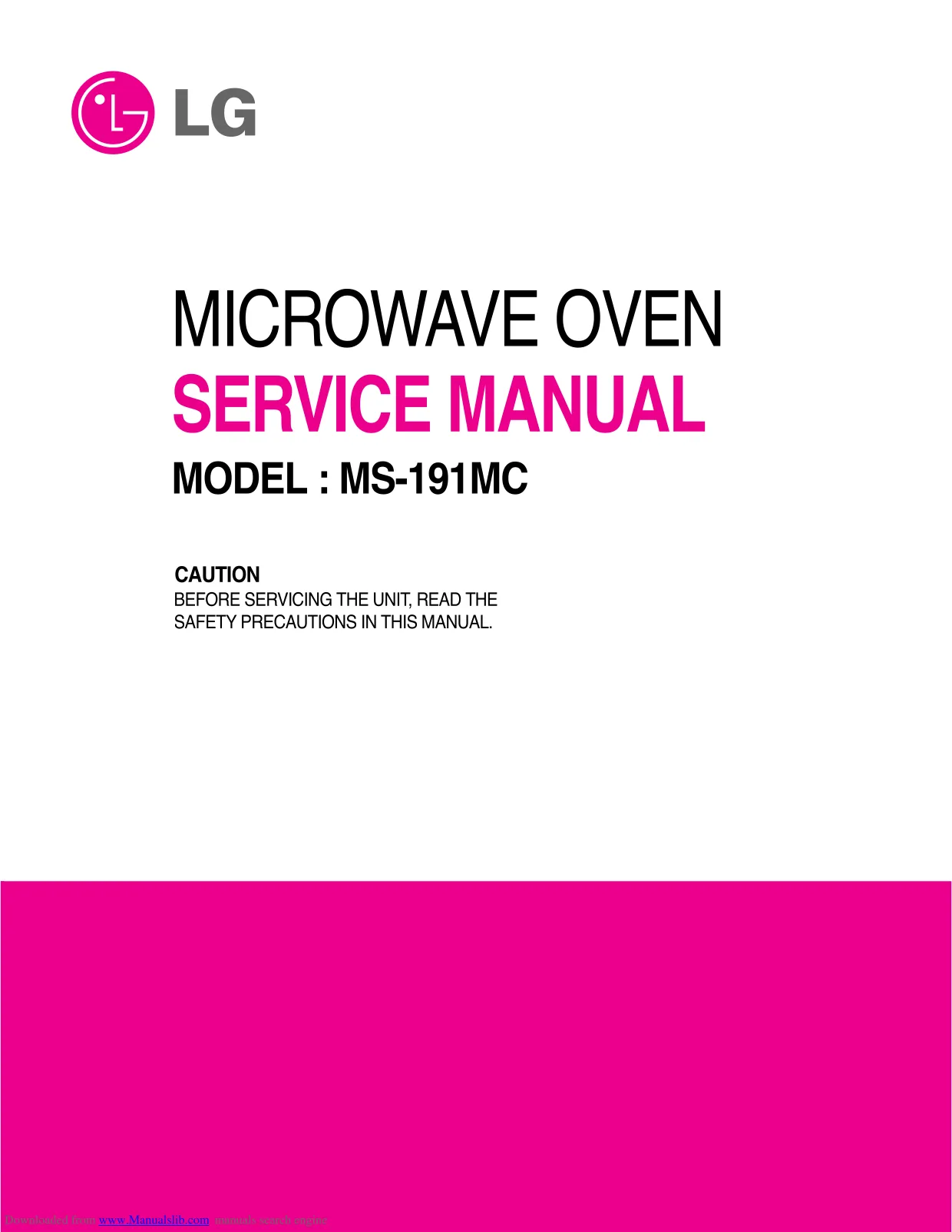 Первая страница инструкции LG MS-191MC