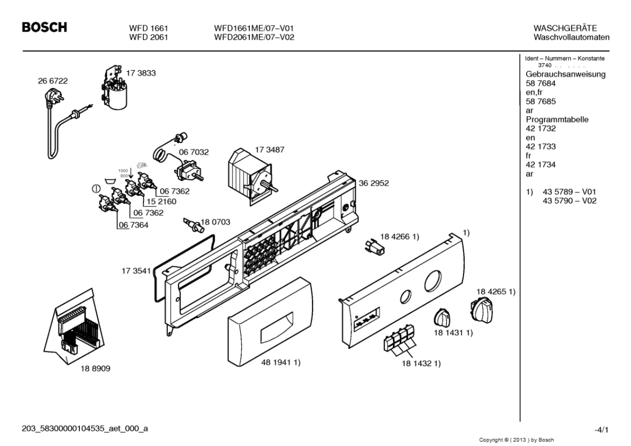 Первая страница инструкции Bosch WFD2061ME/07