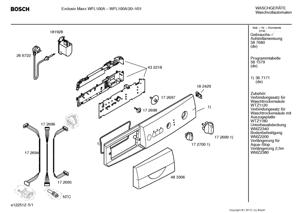 Первая страница инструкции Bosch WFL100A/20