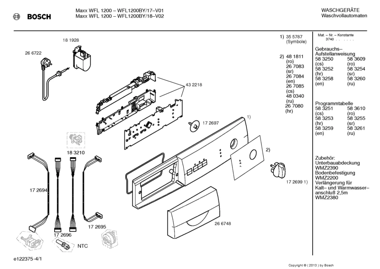 Первая страница инструкции Bosch WFL1200BY/18