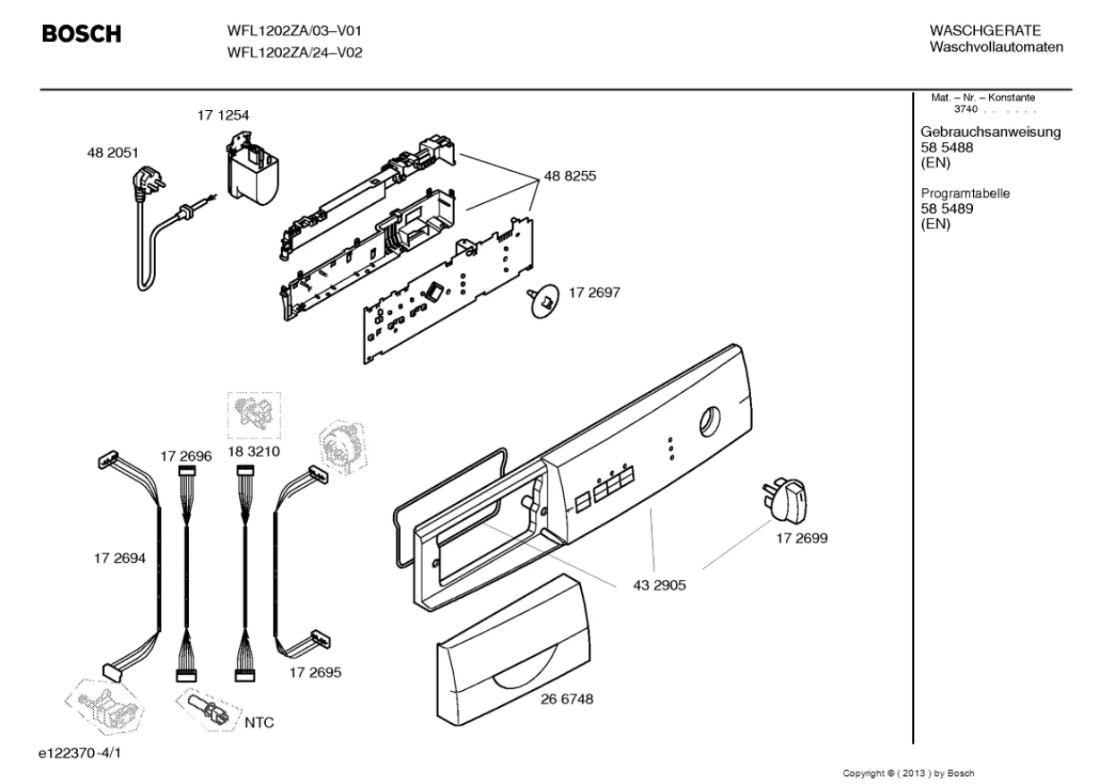 Первая страница инструкции Bosch WFL1202ZA/24