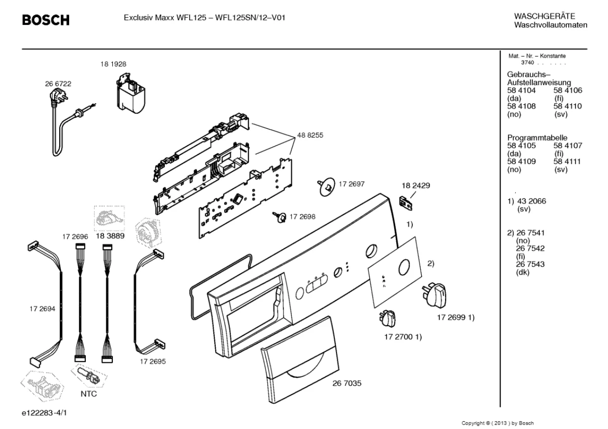 Первая страница инструкции Bosch WFL125SN/12
