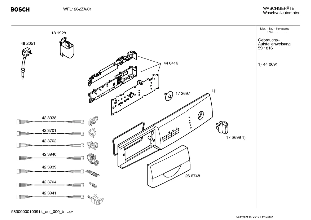 Первая страница инструкции Bosch WFL1262ZA/01