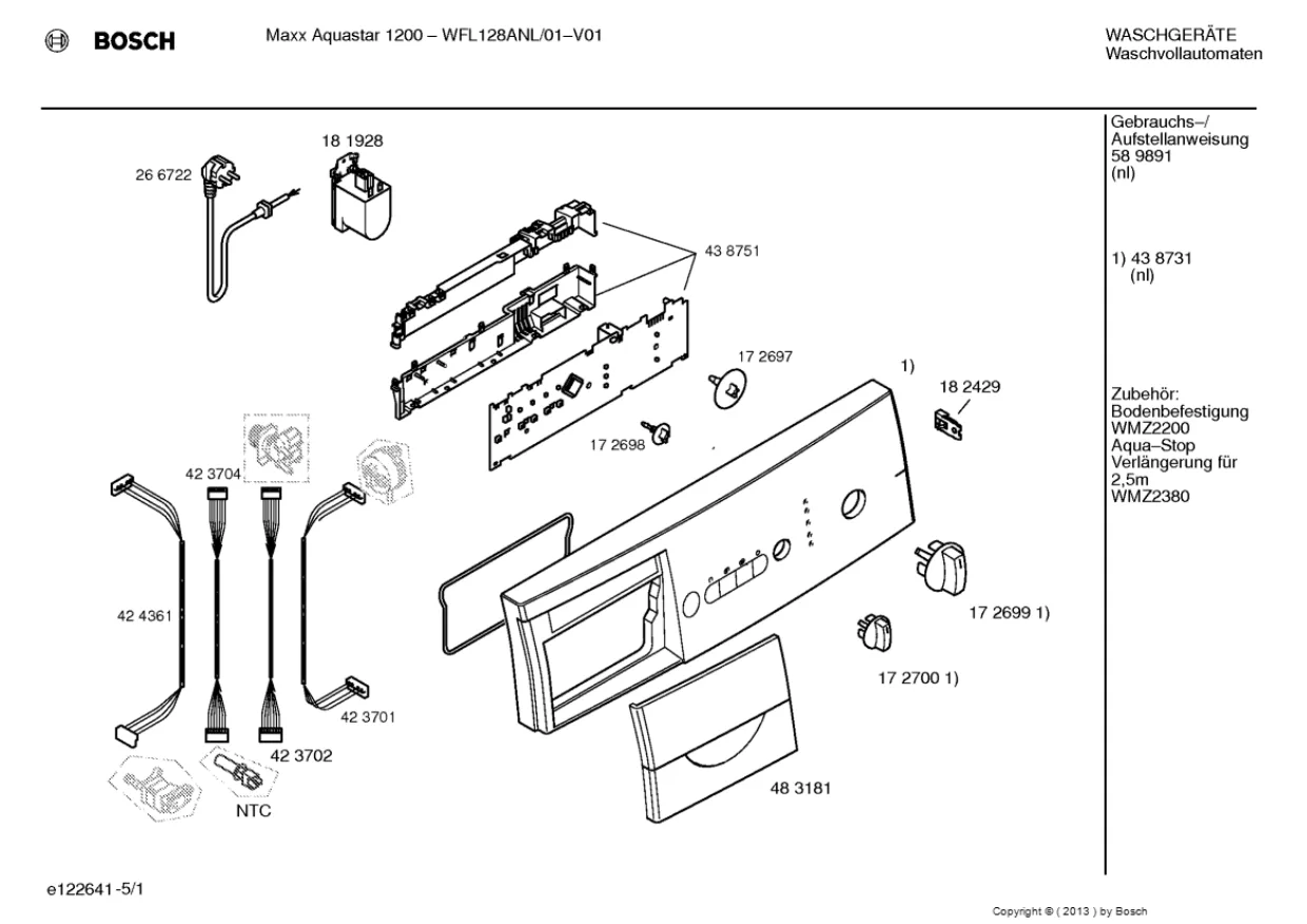 Первая страница инструкции Bosch WFL128ANL/01