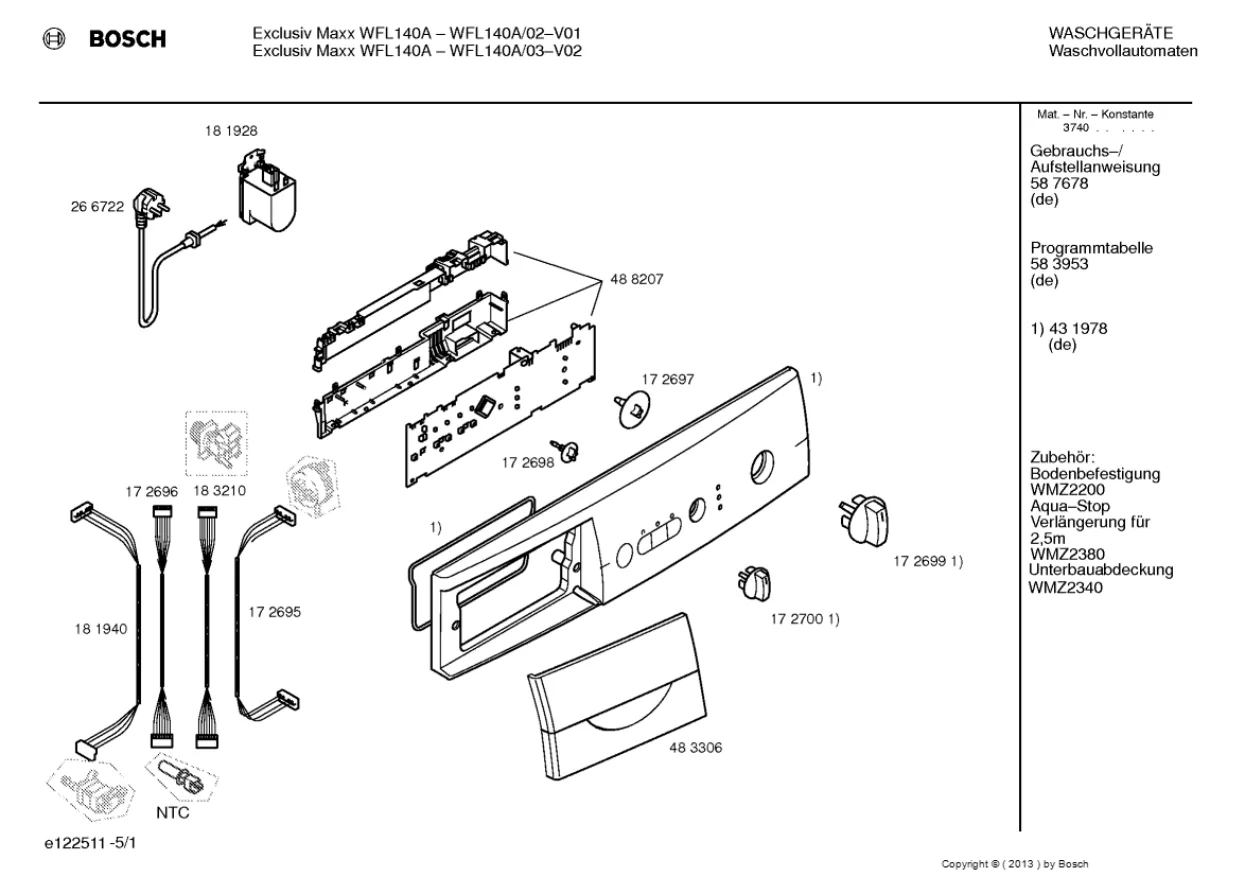 Первая страница инструкции Bosch WFL140A/03