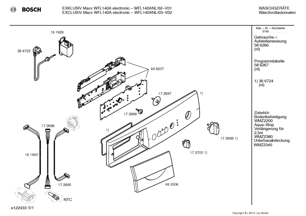 Первая страница инструкции Bosch WFL140ANL/03