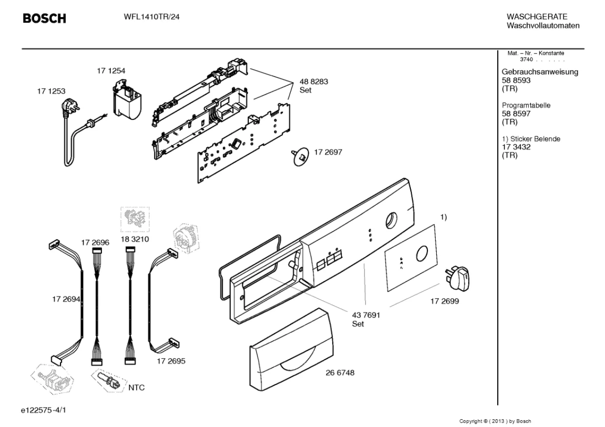 Первая страница инструкции Bosch WFL1410TR/24