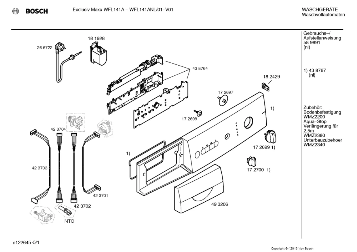 Первая страница инструкции Bosch WFL141ANL/01