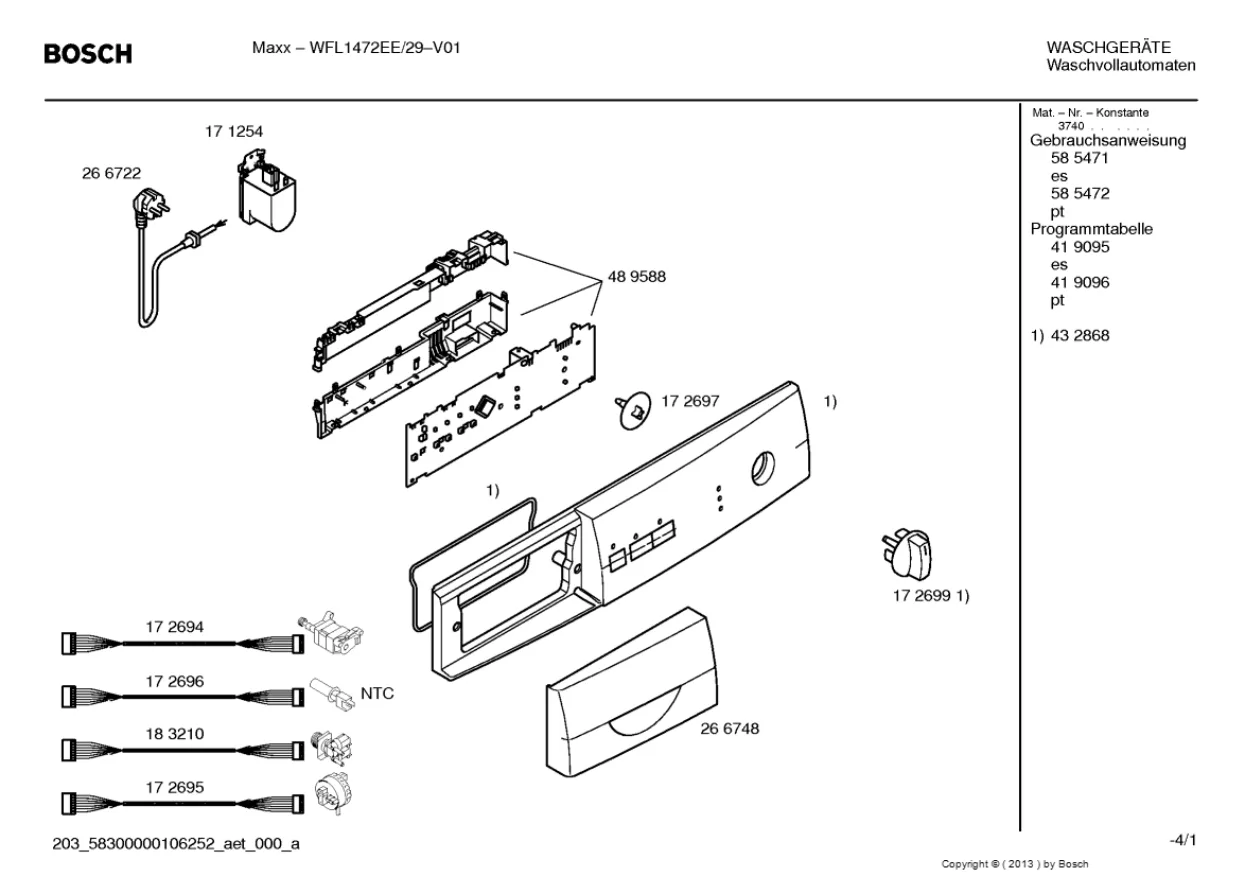 Первая страница инструкции Bosch WFL1472EE/29