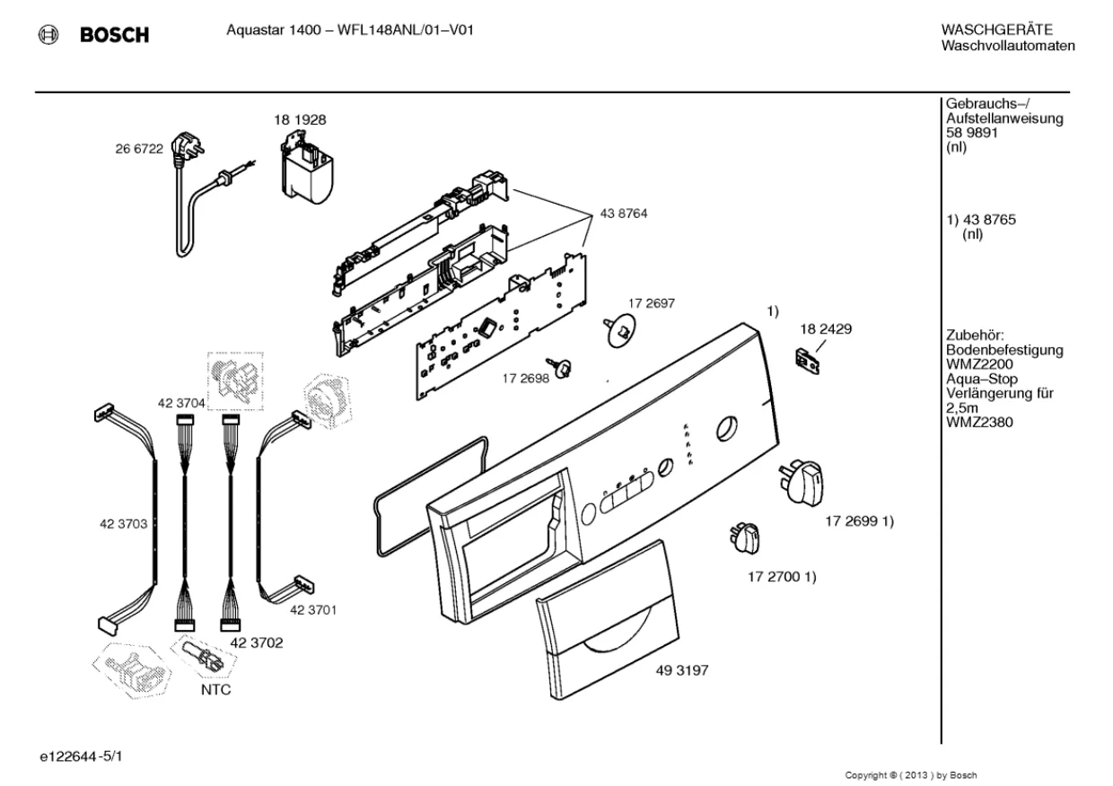 Первая страница инструкции Bosch WFL148ANL/01