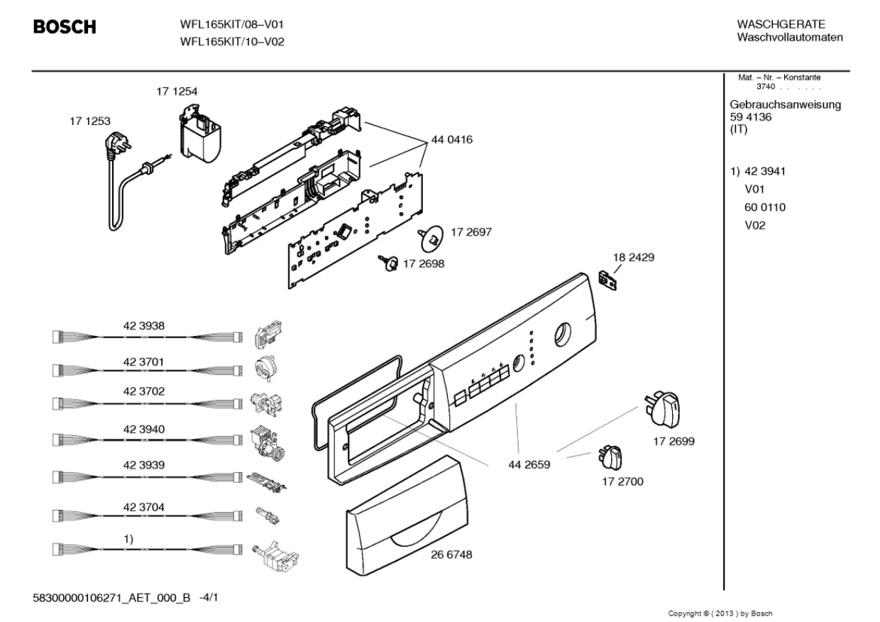 Первая страница инструкции Bosch WFL165KIT/08