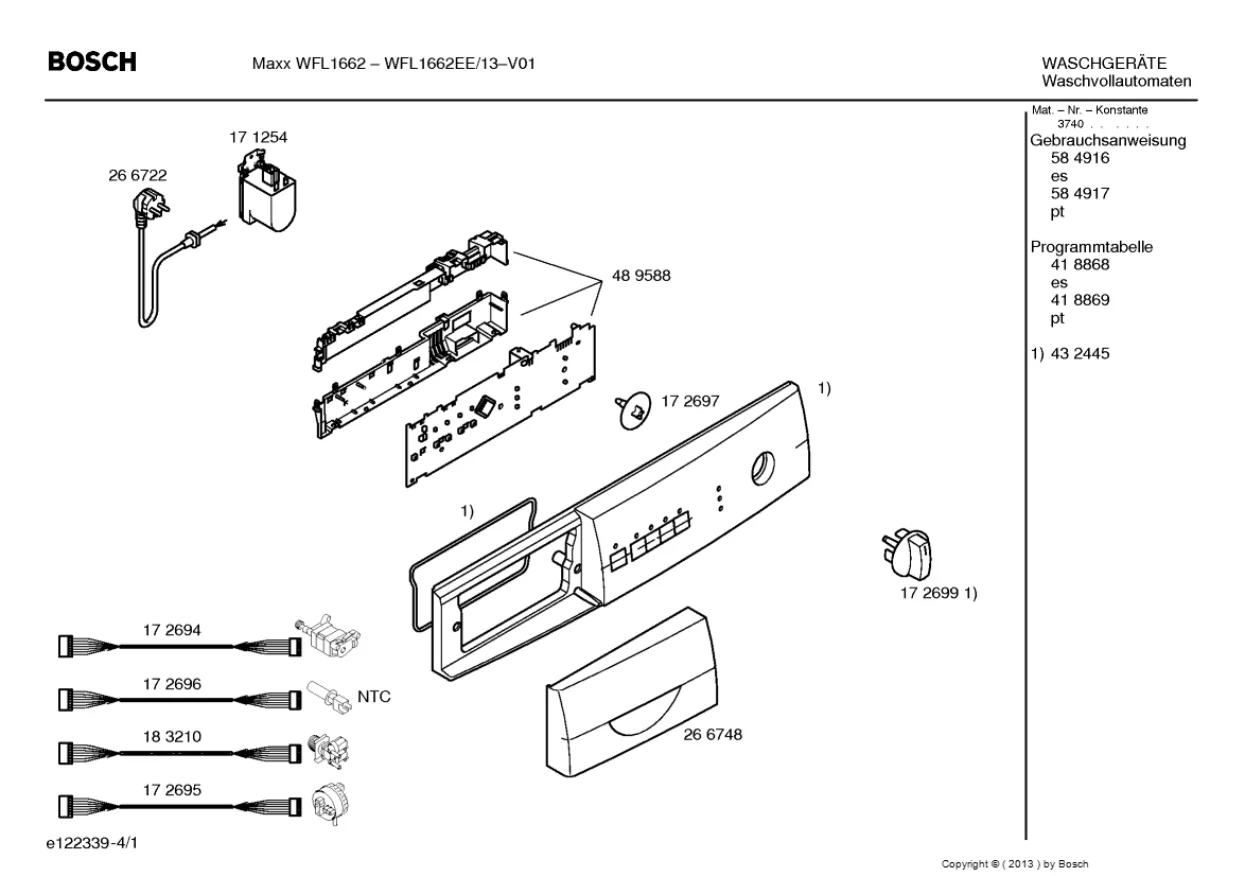 Первая страница инструкции Bosch WFL1662EE/13