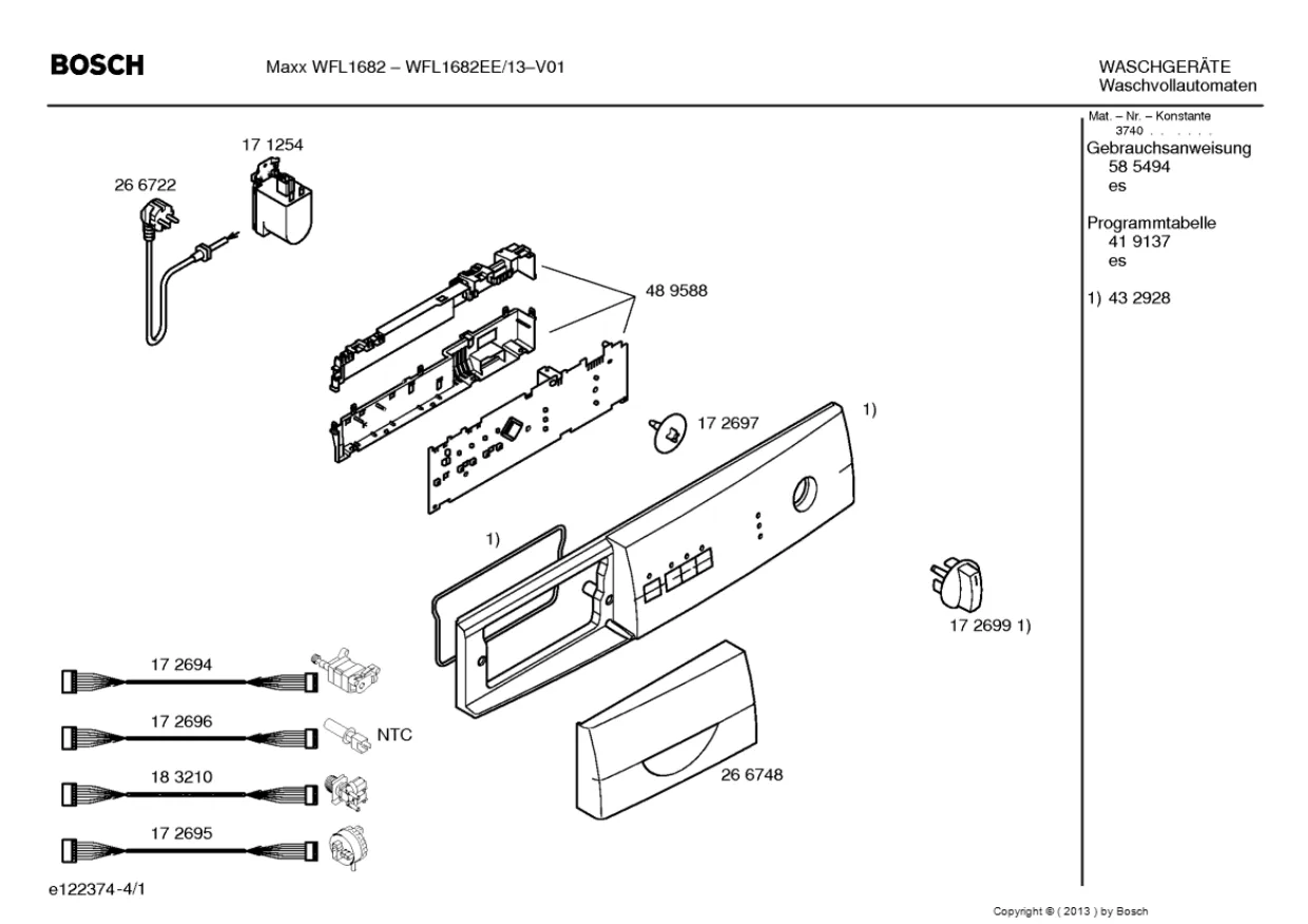 Первая страница инструкции Bosch WFL1682EE/13