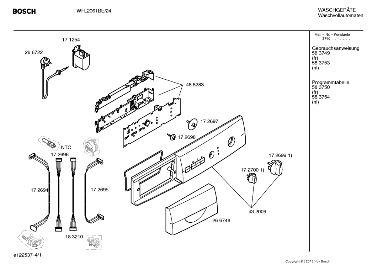 Первая страница инструкции Bosch WFL2061BE/24