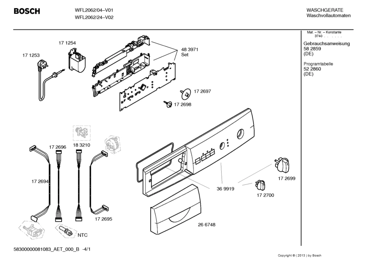 Первая страница инструкции Bosch WFL2062/24