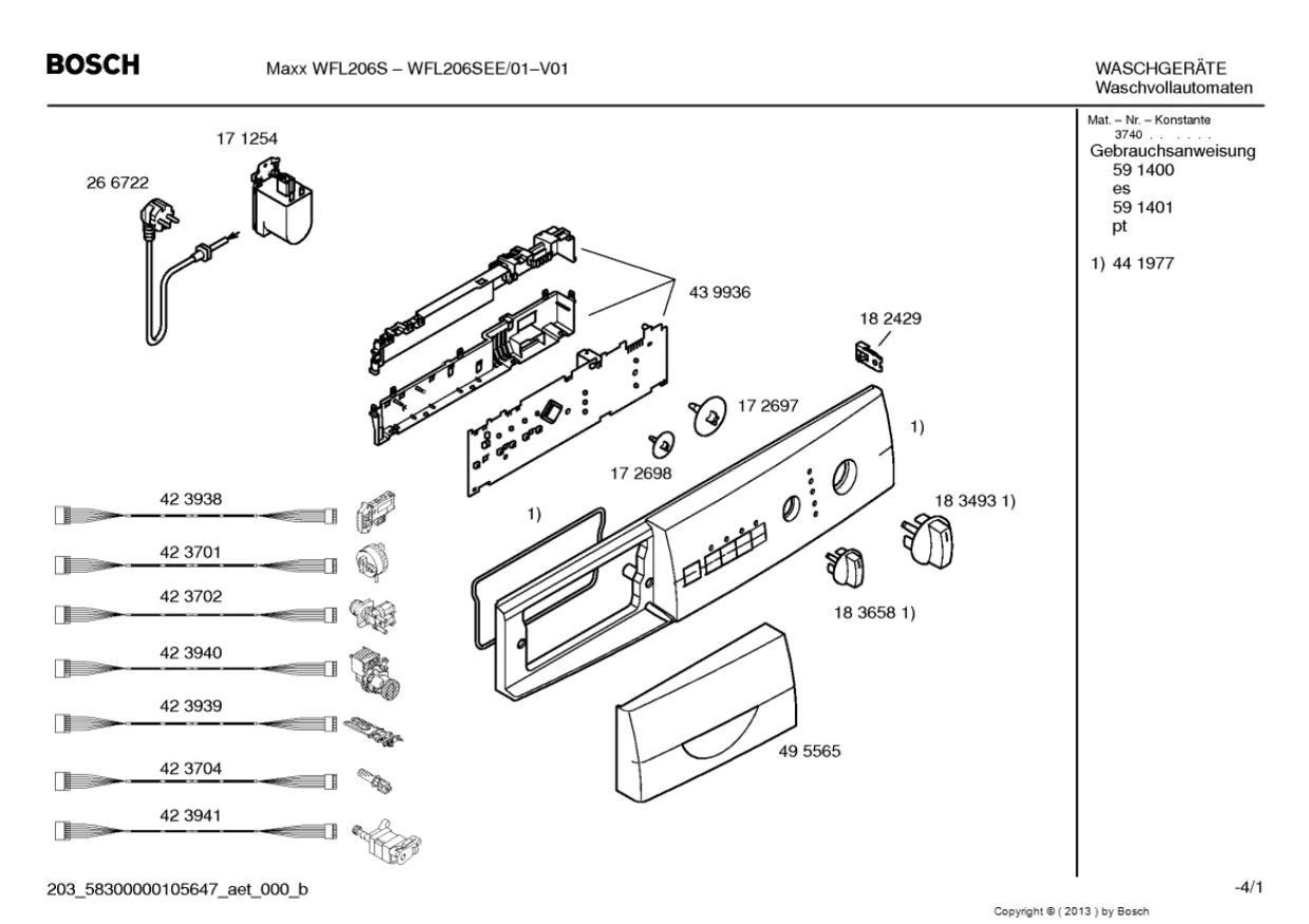 Первая страница инструкции Bosch WFL206SEE/01