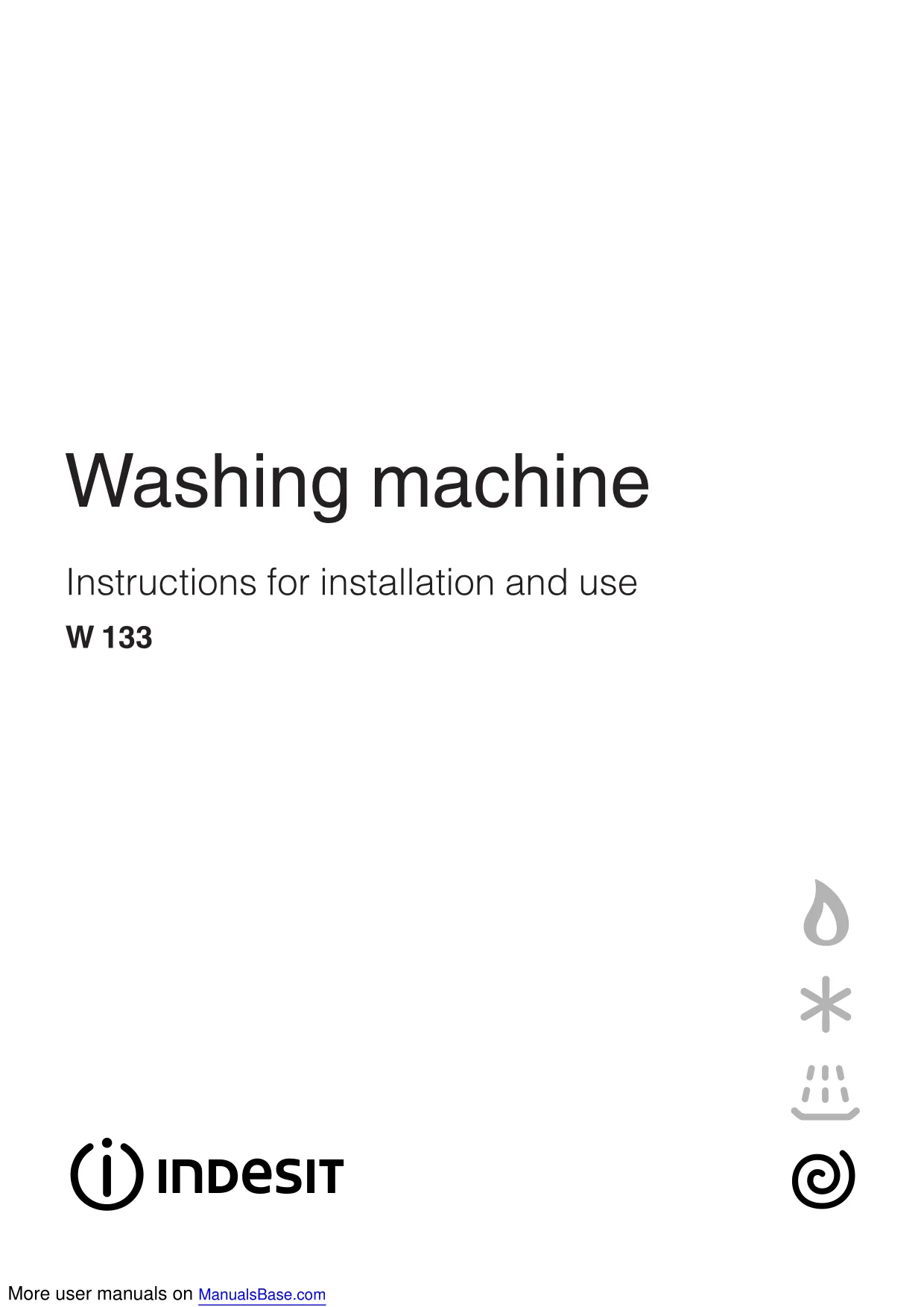 Первая страница инструкции Indesit W133SUK