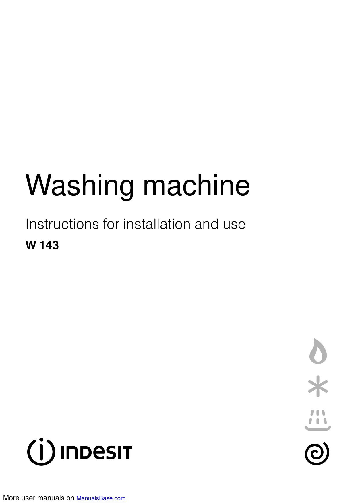 Первая страница инструкции Indesit W143SUK
