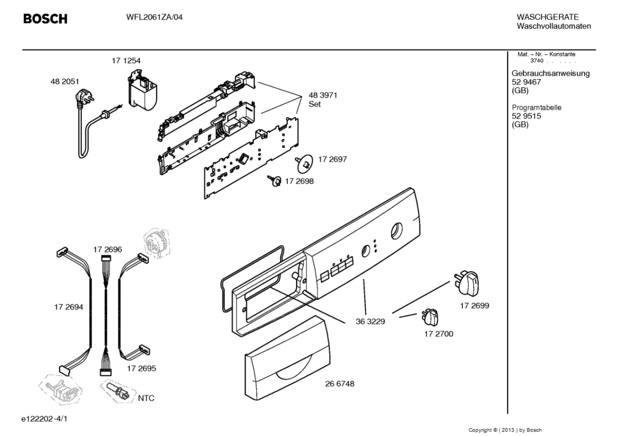 Первая страница инструкции Bosch WFL2061ZA/04