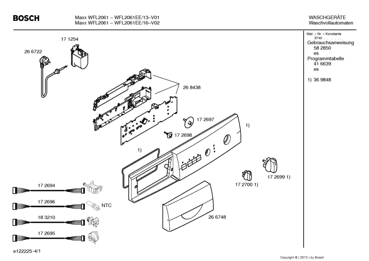 Первая страница инструкции Bosch WFL2061EE/13