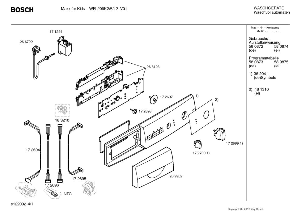 Первая страница инструкции Bosch WFL206KGR/12