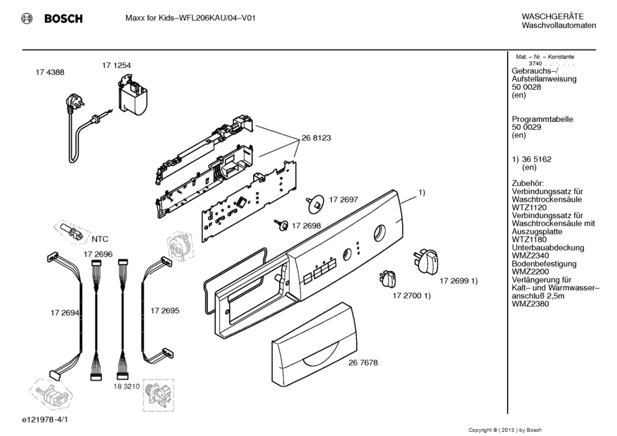Первая страница инструкции Bosch WFL206KAU/04