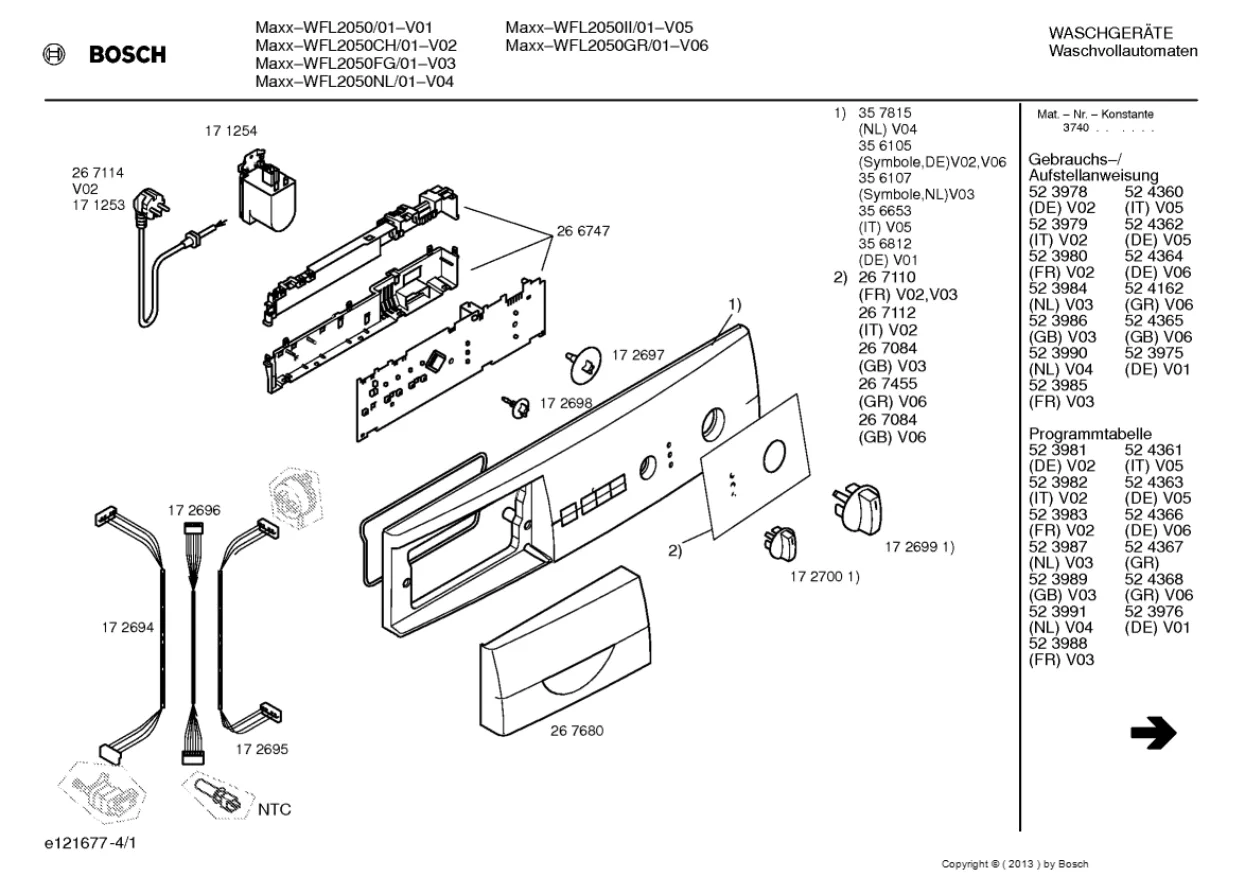 Первая страница инструкции Bosch WFL2050II/01