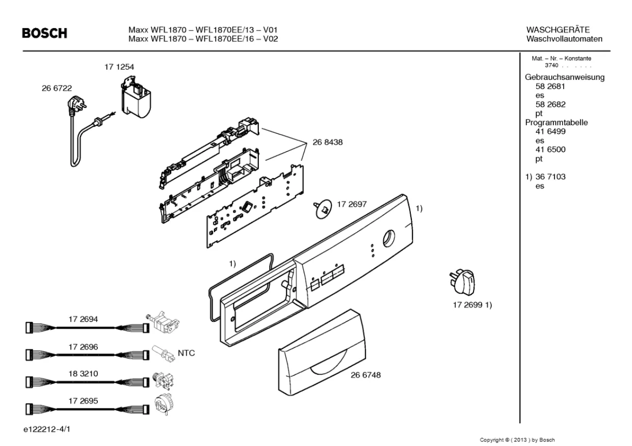 Первая страница инструкции Bosch WFL1870EE/13