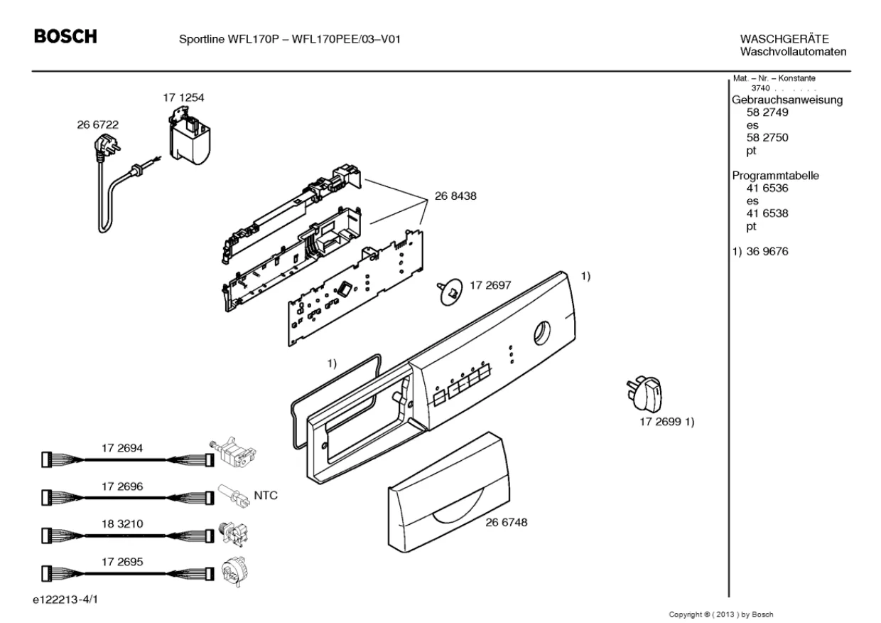 Первая страница инструкции Bosch WFL170PEE/03