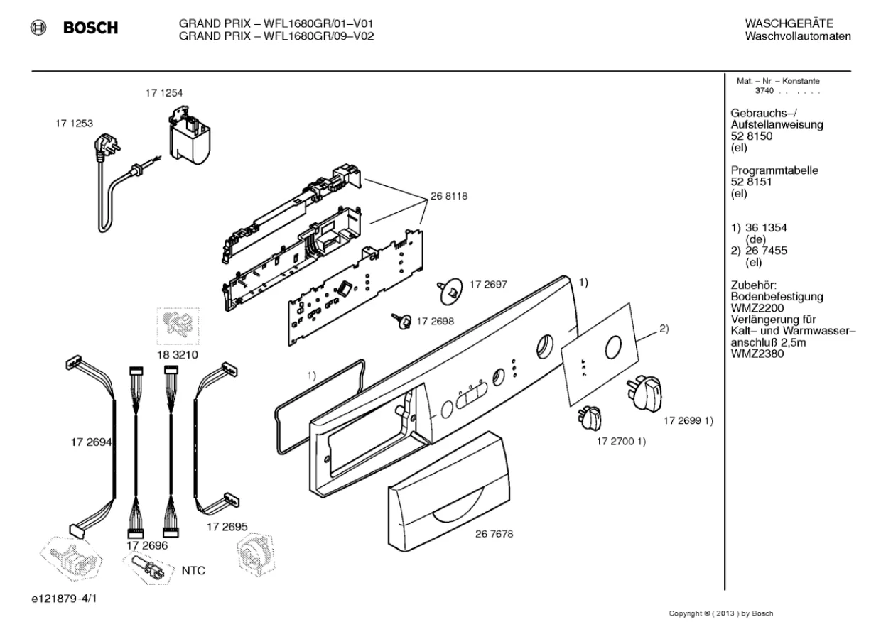 Первая страница инструкции Bosch WFL1680GR/01