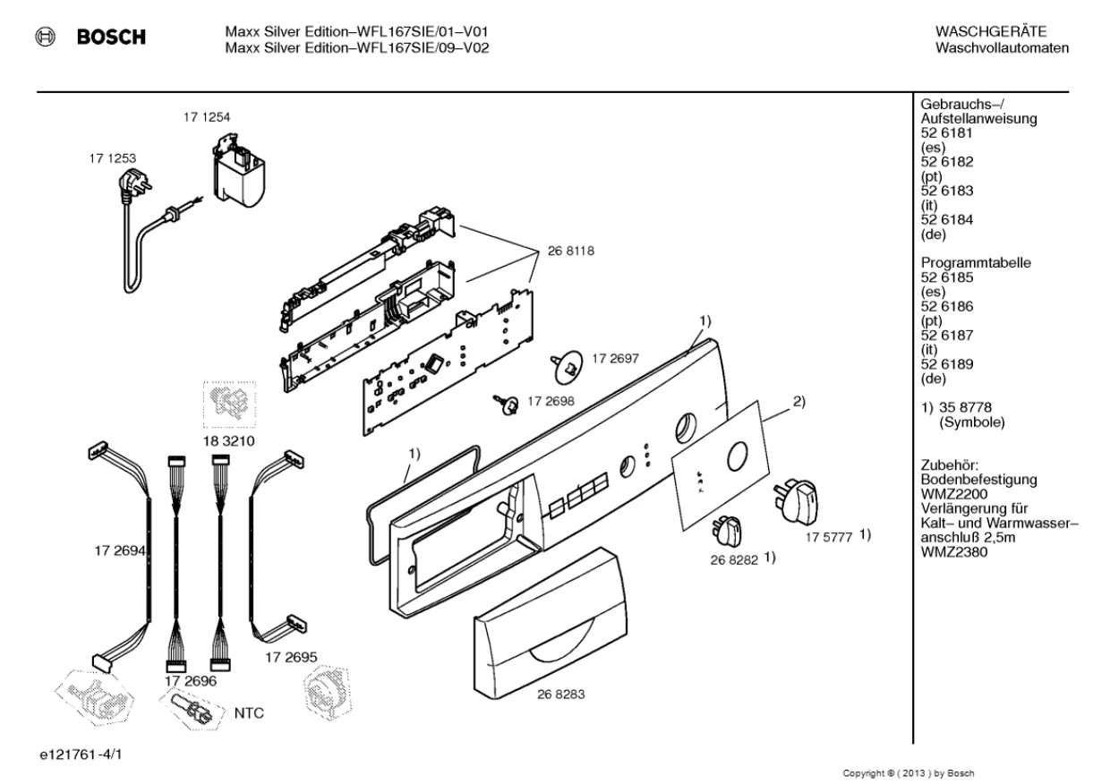 Первая страница инструкции Bosch WFL167SIE/09