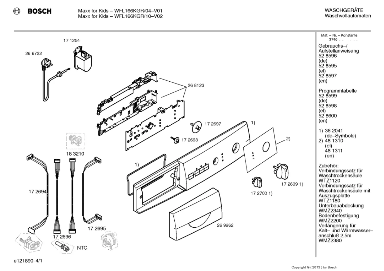Первая страница инструкции Bosch WFL166KGR/04