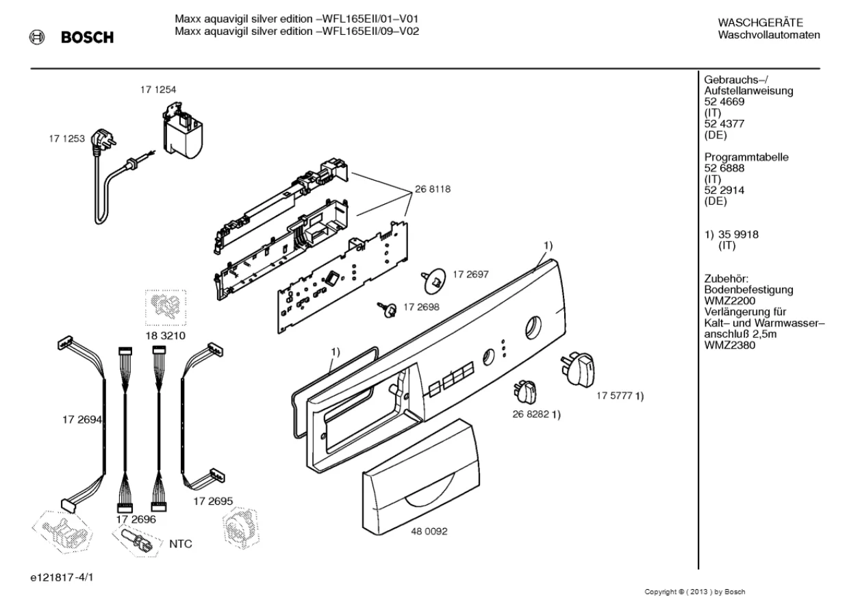 Первая страница инструкции Bosch WFL165EII/01